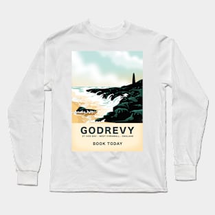 Godrevy St Ives Bay cornwall travel poster. Long Sleeve T-Shirt